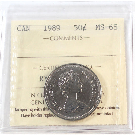 1989 Canada 50-cents ICCS Certified MS65