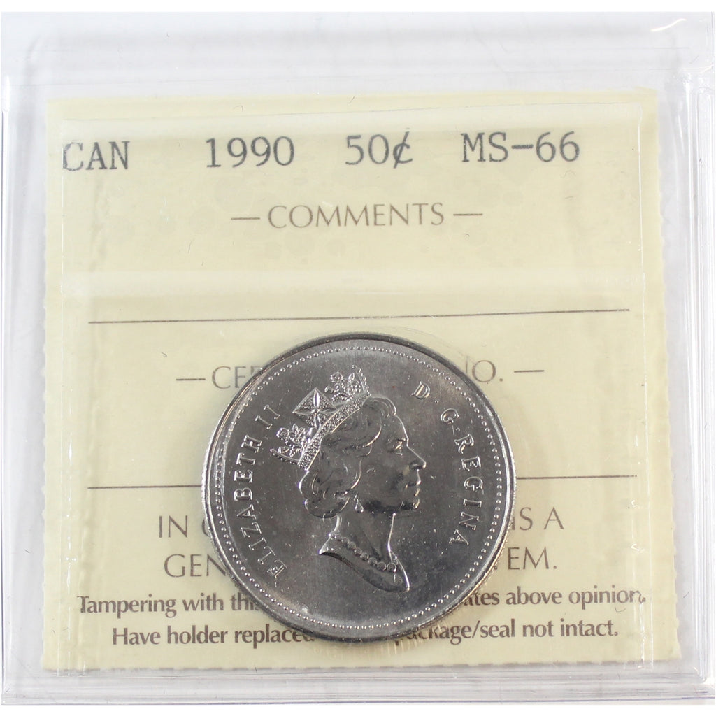 1990 Canada 50-cents ICCS Certified MS66