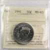 1991 Canada 50-cents ICCS Certified MS65