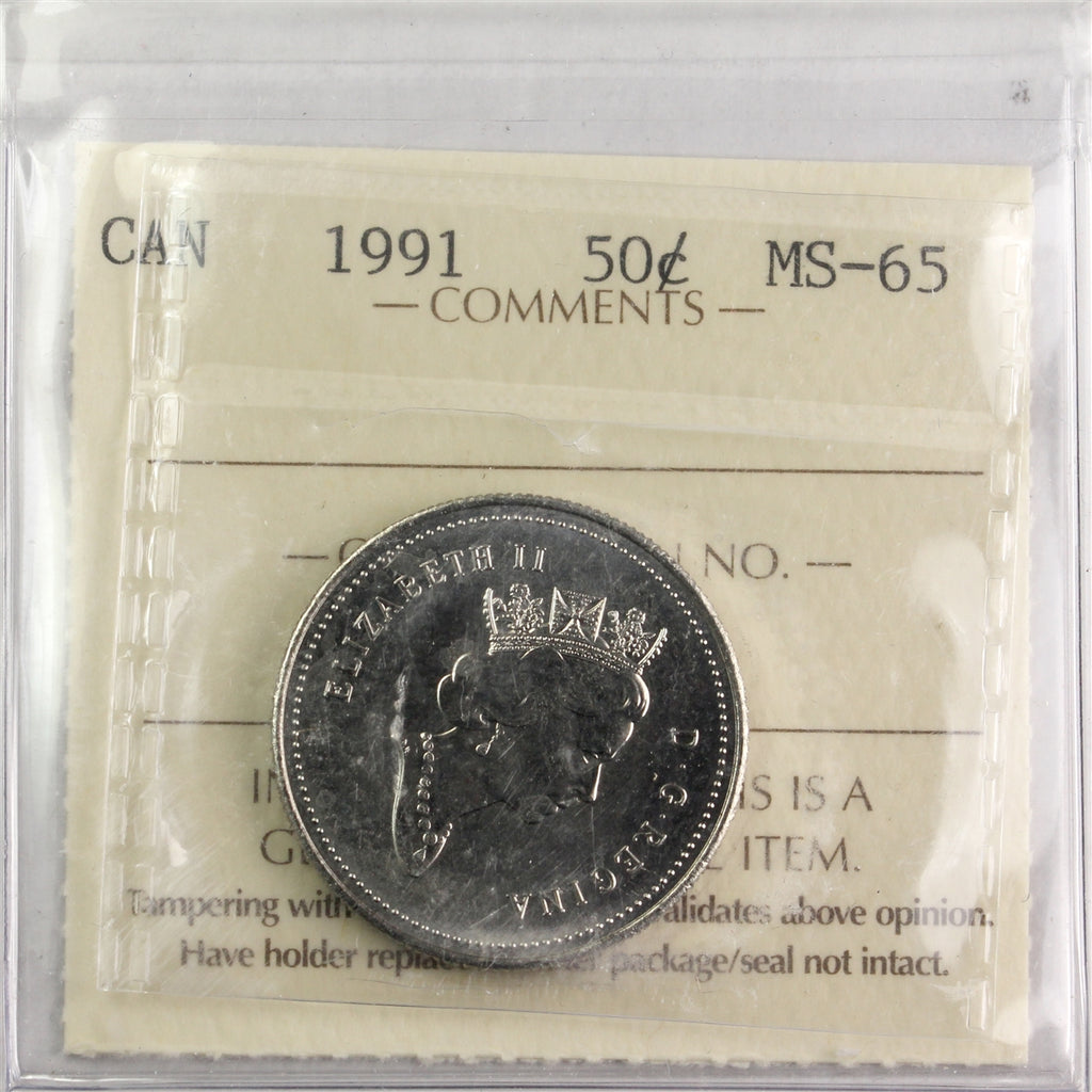 1991 Canada 50-cents ICCS Certified MS65