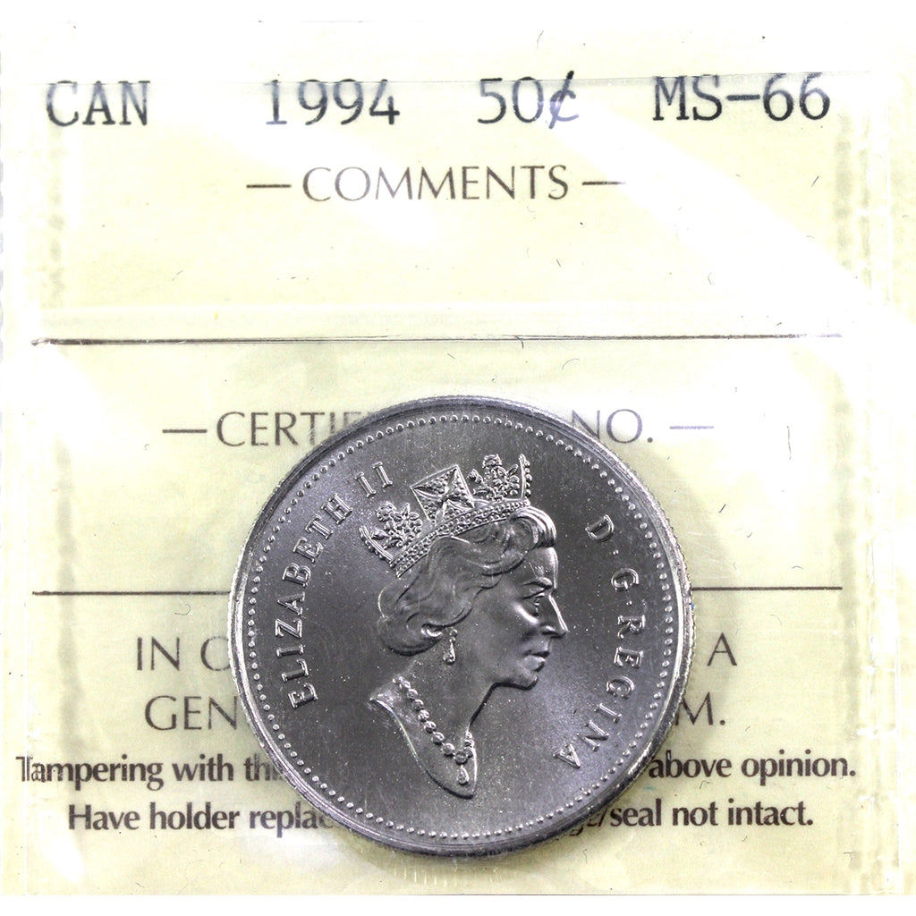 1994 Canada 50-cents ICCS Certified MS66