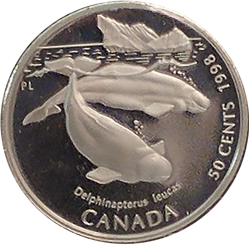 1998 Canada Beluga Whale 50-cents Silver Proof_