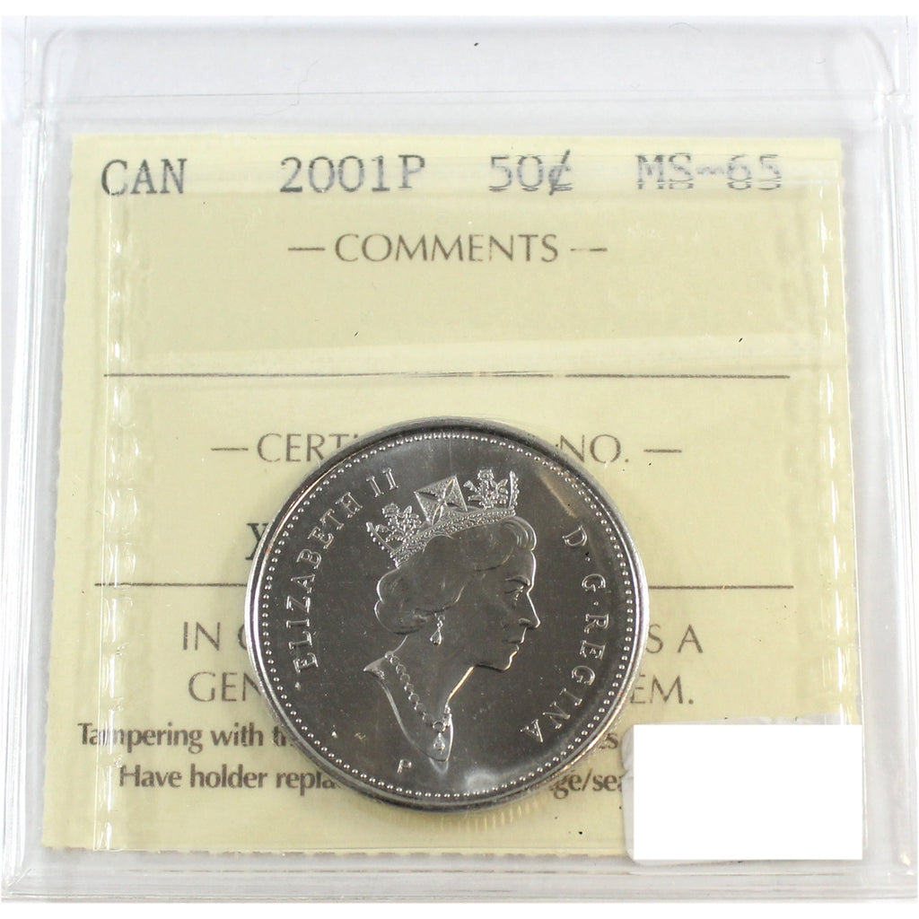 2001P Canada 50-cents ICCS Certified MS65