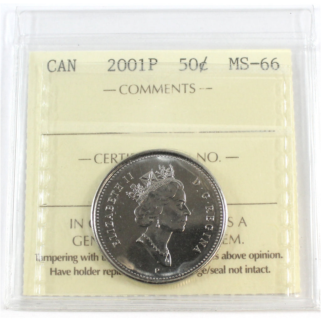 2001P Canada 50-cents ICCS Certified MS66