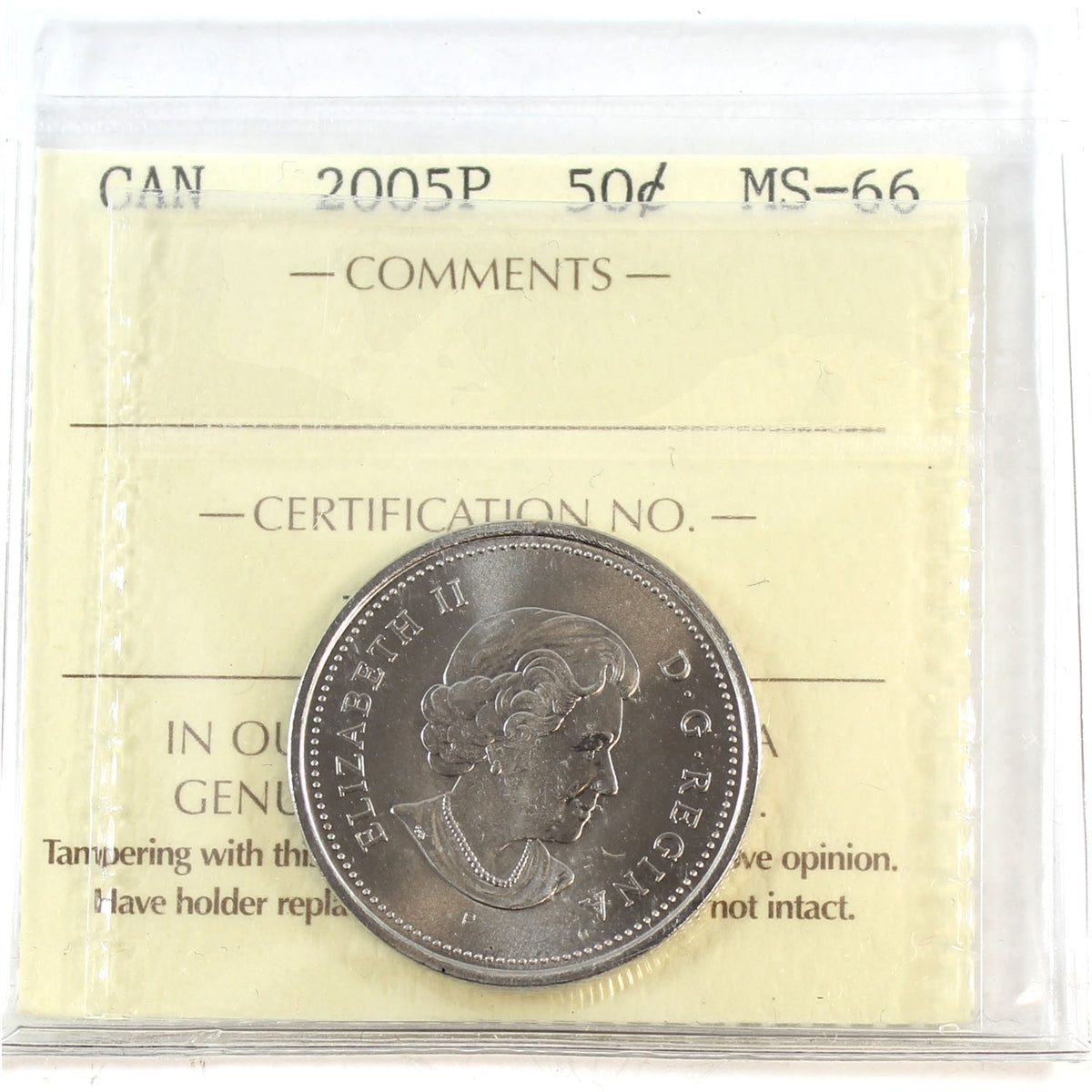2005P Canada 50-cents ICCS Certified MS66