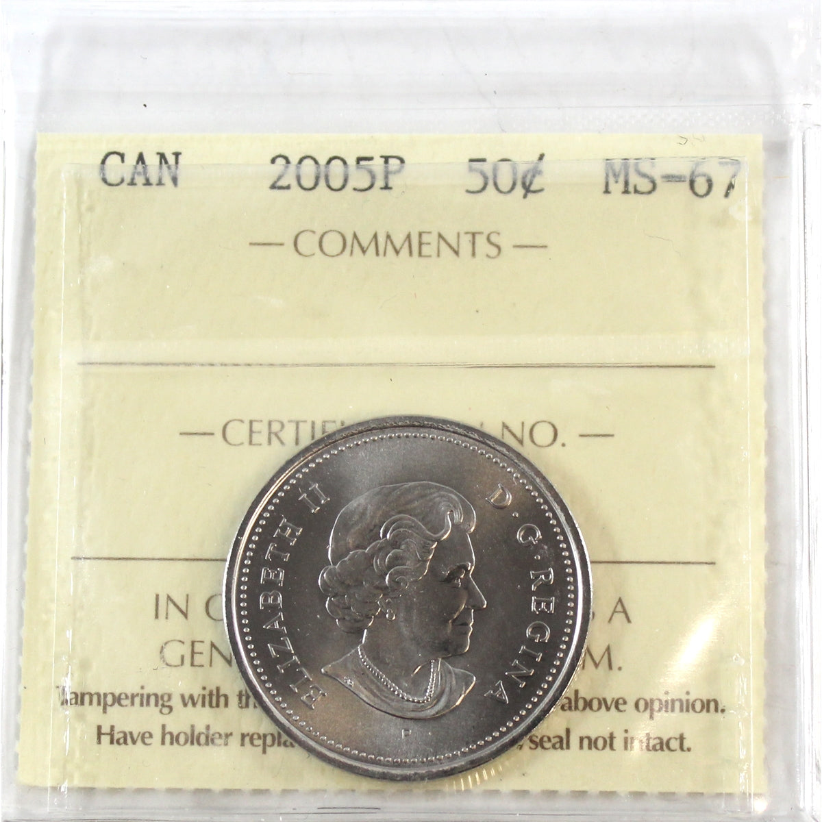 2005P Canada 50-cents ICCS Certified MS67