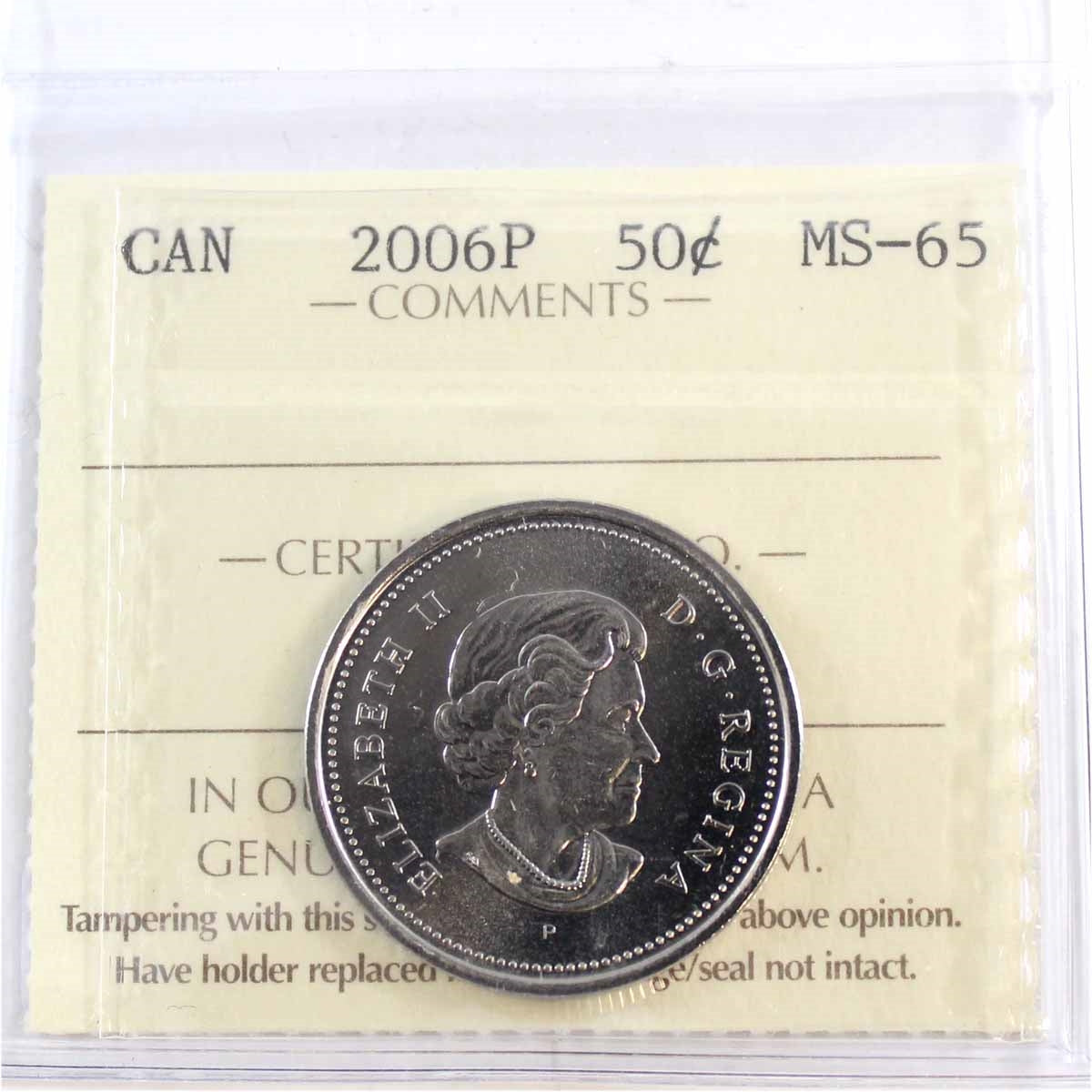 2006P Canada 50-cents ICCS Certified MS65