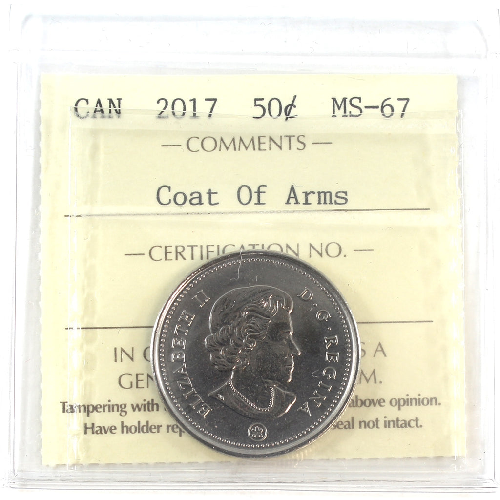2017 Coat of Arms Canada 50-cents ICCS Certified MS67