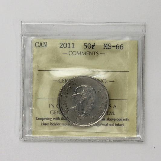 2011 Canada 50-cents ICCS Certified MS66