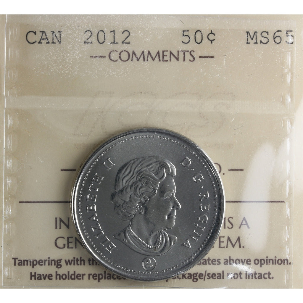 2012 Canada 50-cents ICCS Certified MS65