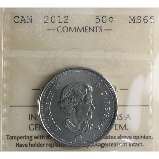 2012 Canada 50-cents ICCS Certified MS65