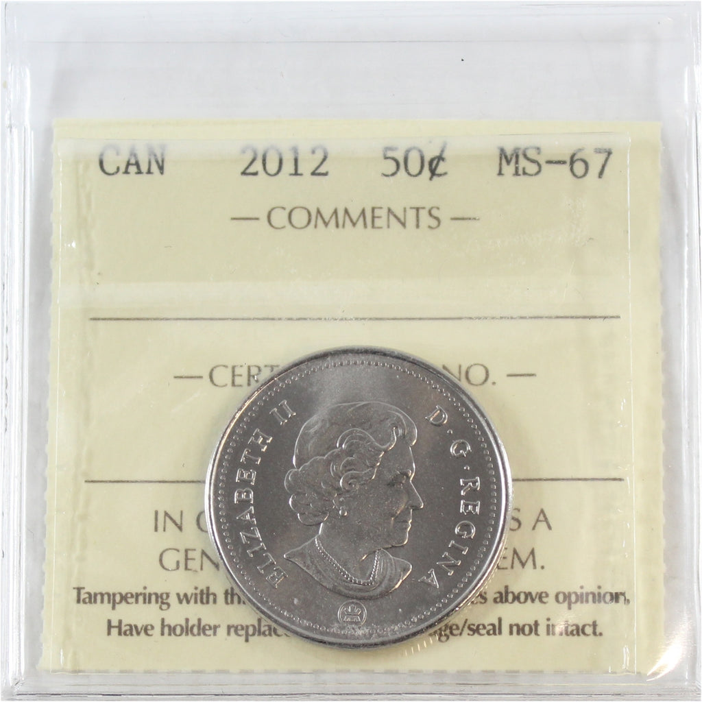 2012 Canada 50-cents ICCS Certified MS67