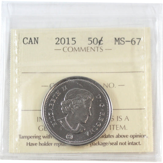 2015 Canada 50-cents ICCS Certified MS67