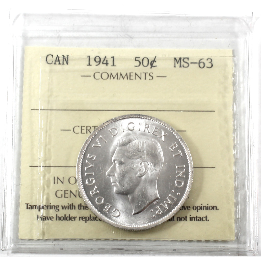 1941 Canada 50-cents ICCS Certified MS63