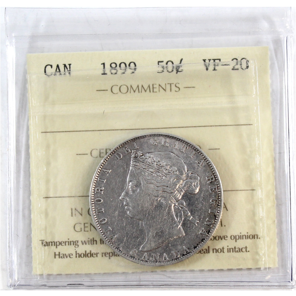 1899 Canada 50-cents ICCS Certified VF20