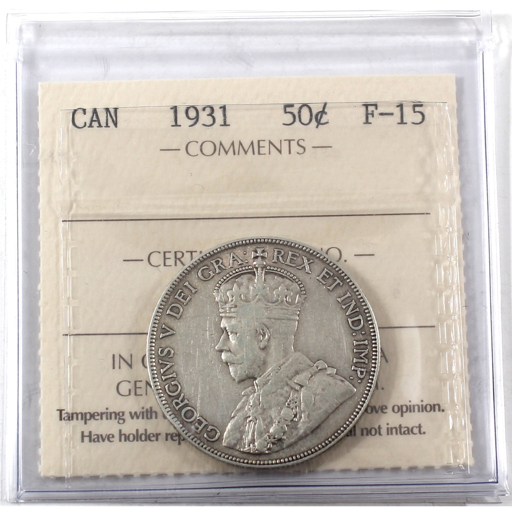 1931 Canada 50-cents ICCS Certified F15