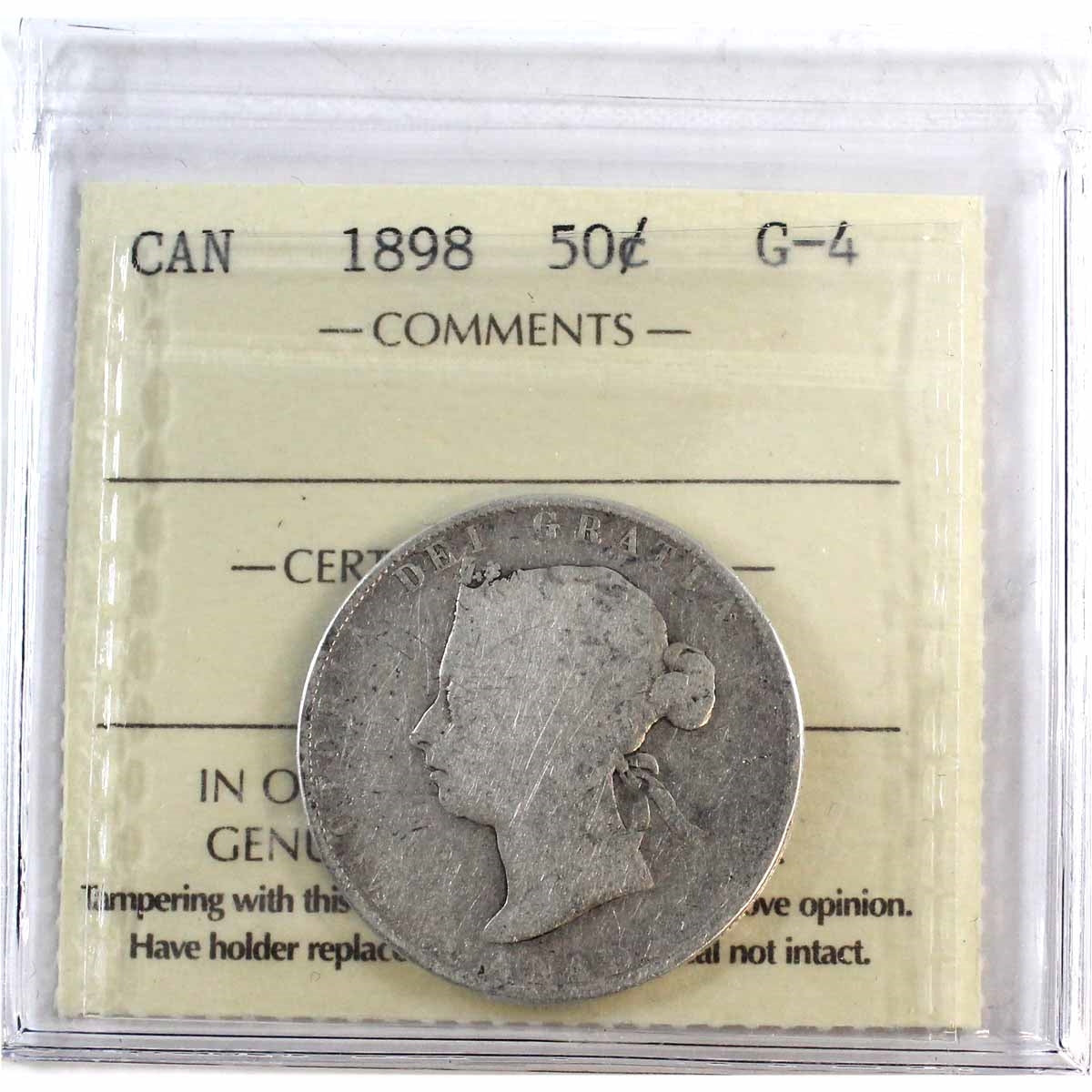1898 Canada 50-cents ICCS Certified G4