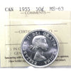 1955 Canada 50-cents ICCS Certified MS63