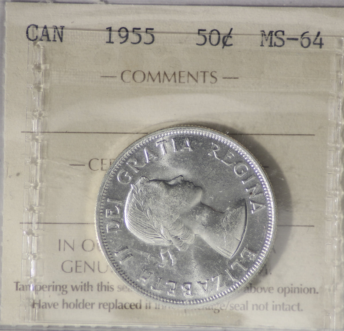 1955 Canada 50-cents ICCS Certified MS64