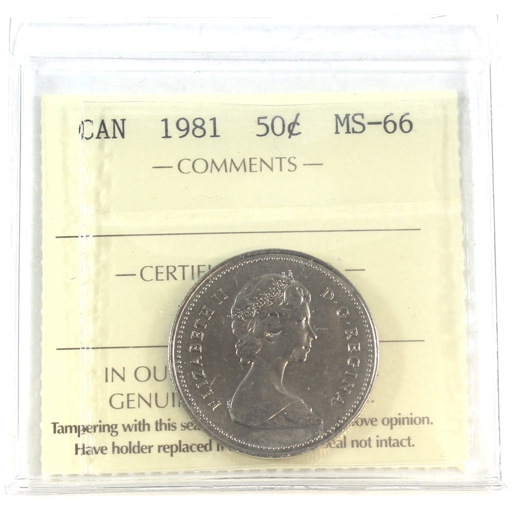 1981 Canada 50-cents ICCS Certified MS66