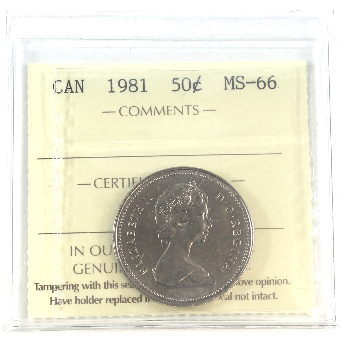 1981 Canada 50-cents ICCS Certified MS66