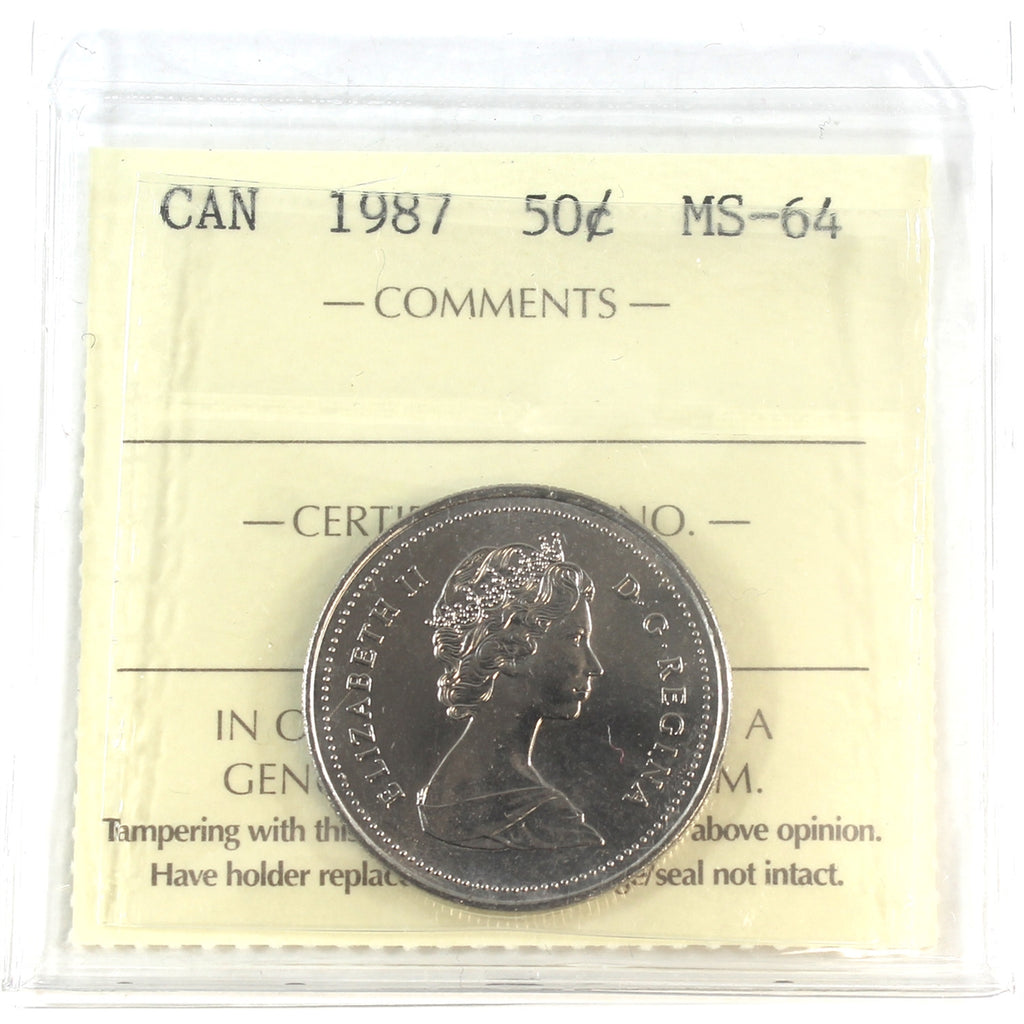 1987 Canada 50-cents ICCS Certified MS64