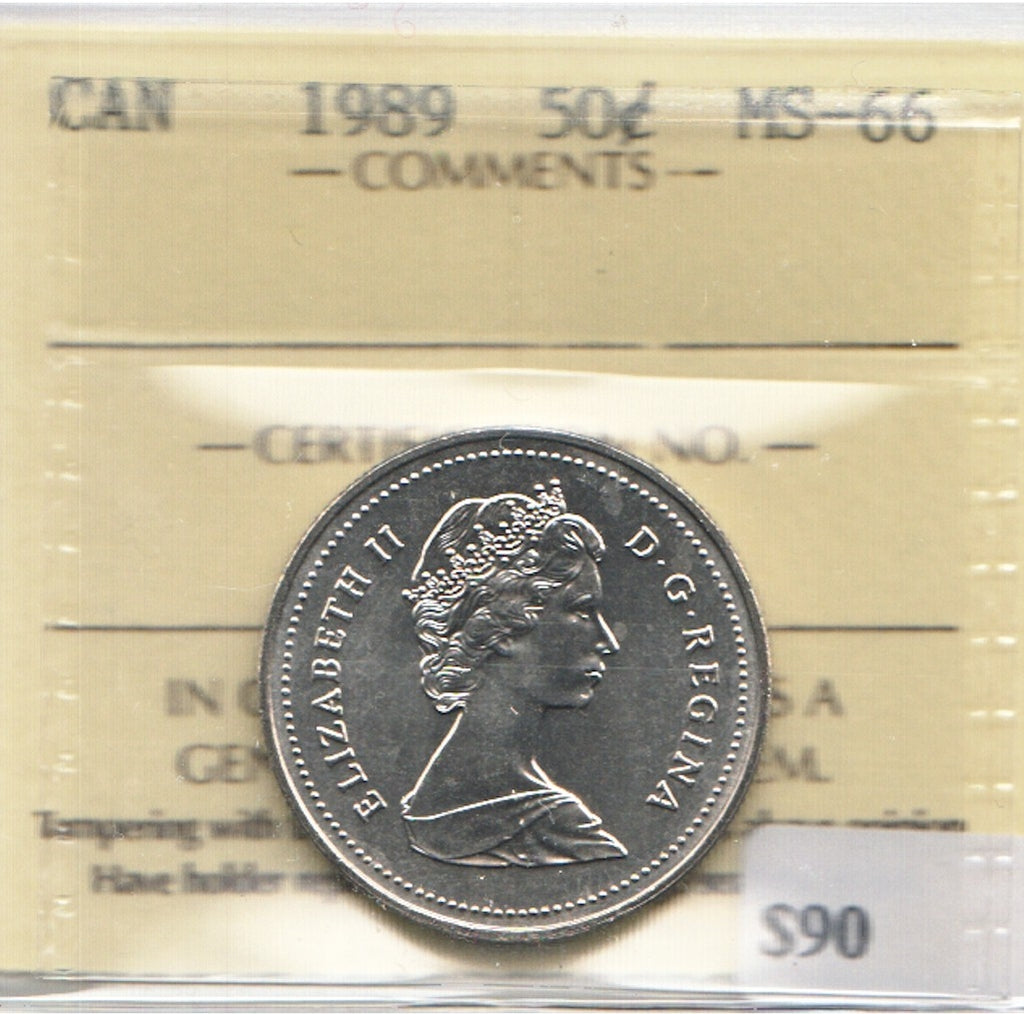 1989 Canada 50-cents ICCS Certified MS66