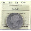 1870 LCW Canada 50-cents ICCS Certified VG8