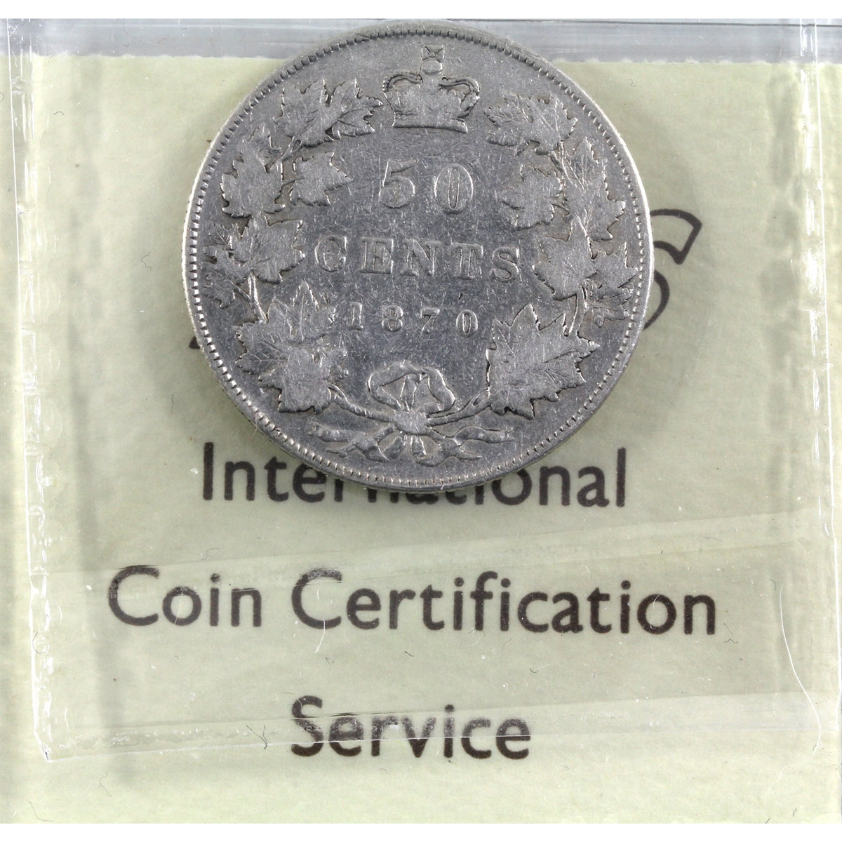1870 LCW Canada 50-cents ICCS Certified VG8