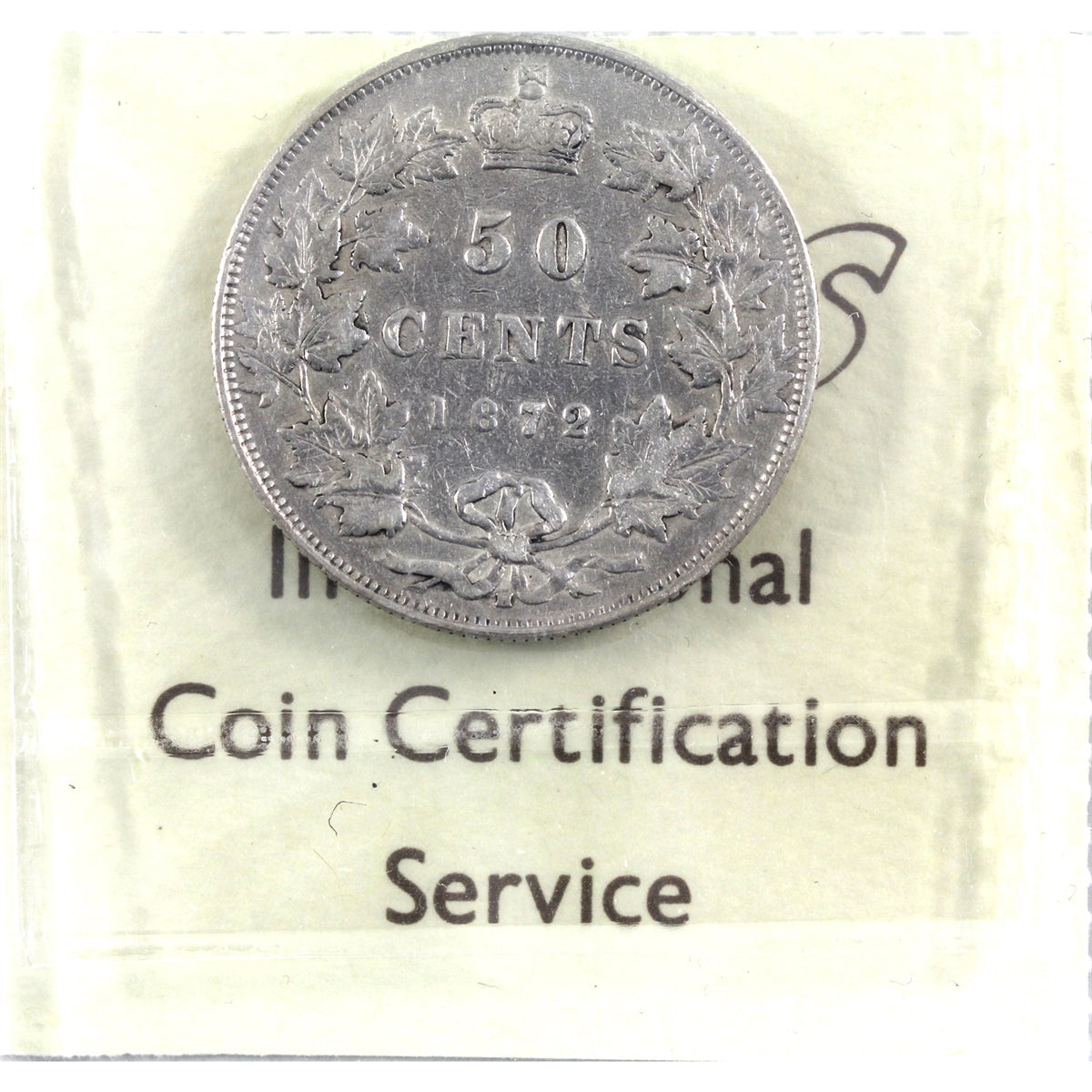 1872H Canada 50-cents ICCS Certified F15