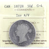 1872H Inverted A/V Canada 50-cents ICCS Certified G4