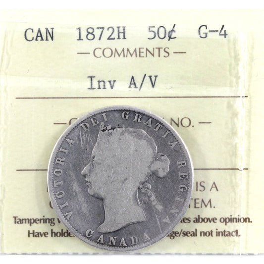 1872H Inverted A/V Canada 50-cents ICCS Certified G4