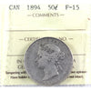 1894 Canada 50-cents ICCS Certified F15