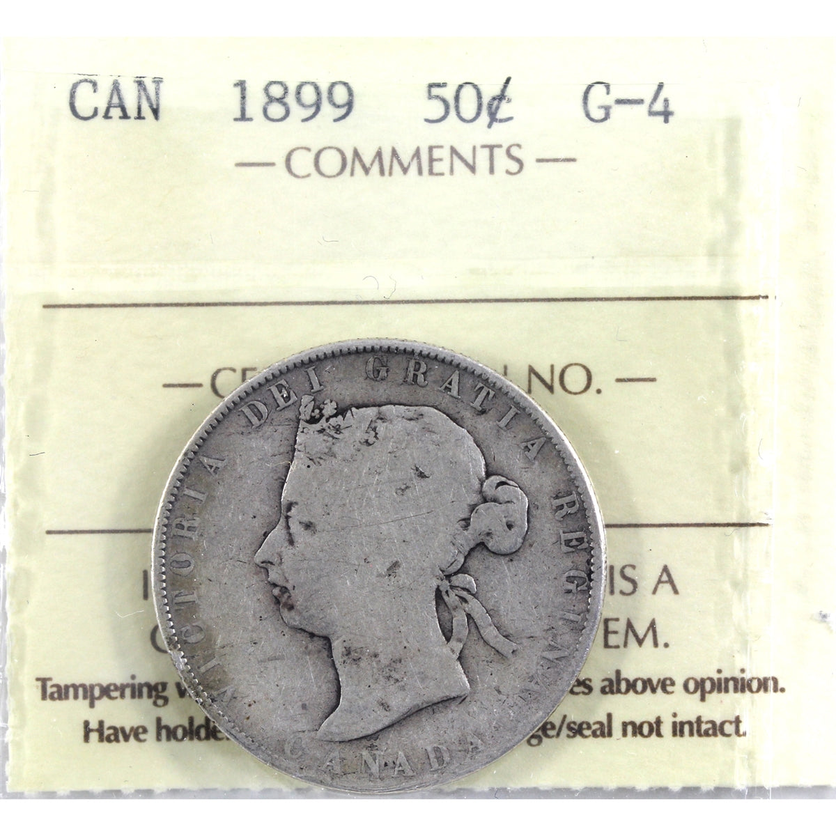 1899 Canada 50-cents ICCS Certified G4