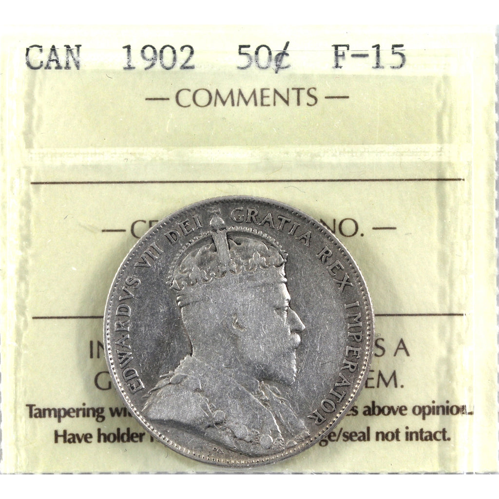 1902 Canada 50-cents ICCS Certified F15
