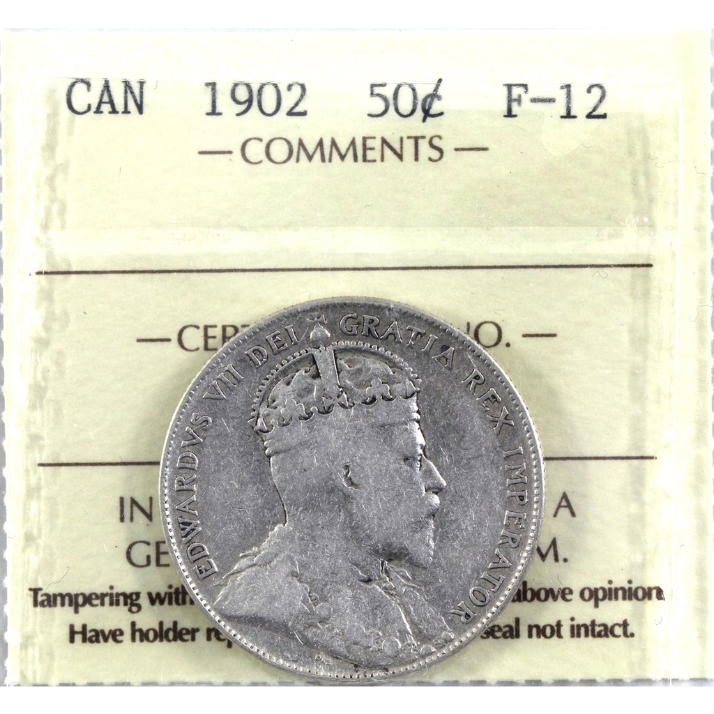 1902 Canada 50-cents ICCS Certified F12