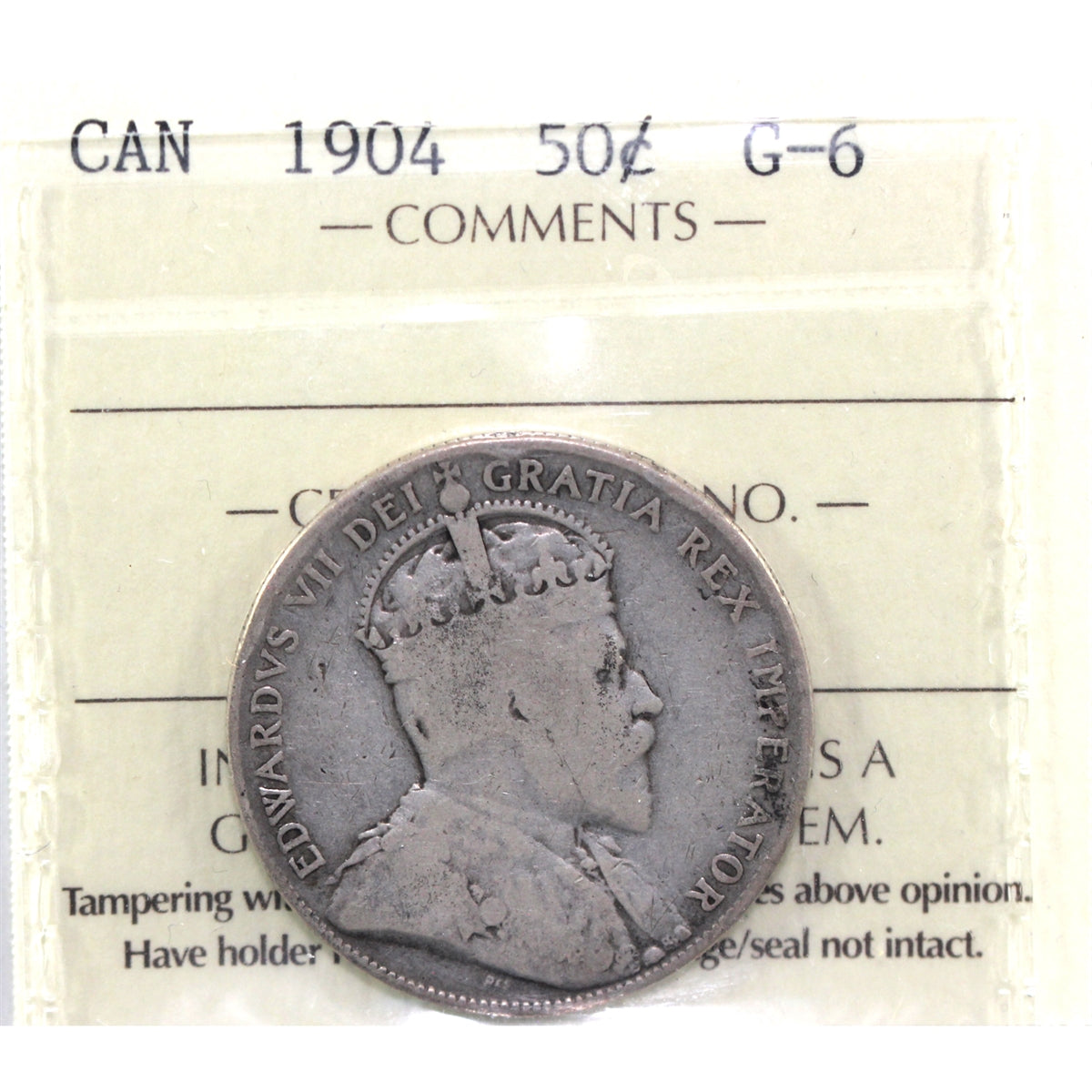 1904 Canada 50-cents ICCS Certified G6