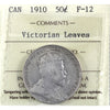 1910 Victorian Leaves Canada 50-cents ICCS Certified F12