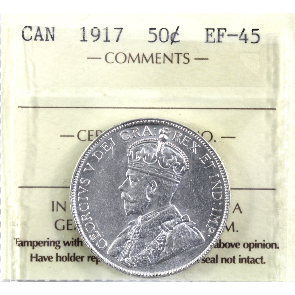 1917 Canada 50-cents ICCS Certified EF45