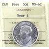1944 Near 4 Canada 50-cents ICCS Certified MS62