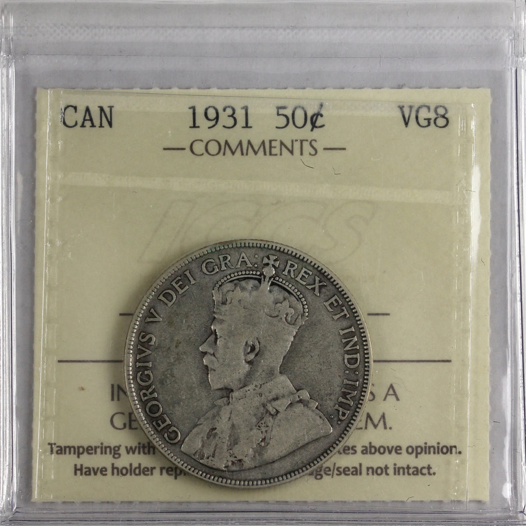 1931 Canada 50-cents ICCS Certified VG8