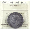 1948 Canada 50-cents ICCS Certified F15