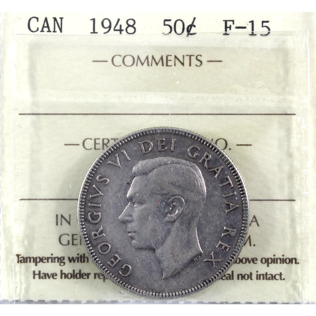 1948 Canada 50-cents ICCS Certified F15