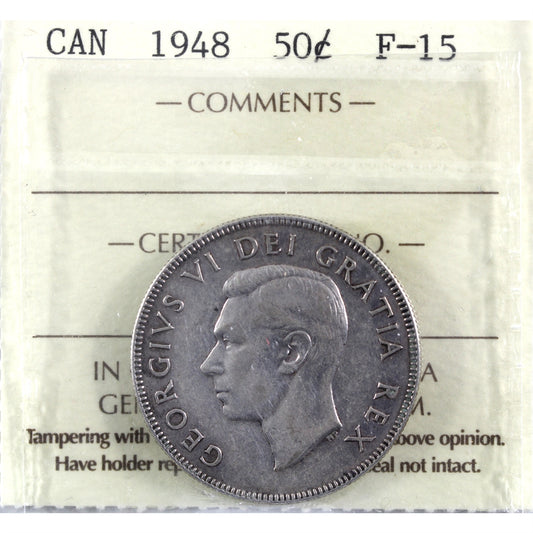 1948 Canada 50-cents ICCS Certified F15