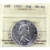 1957 Canada 50-cents ICCS Certified MS63