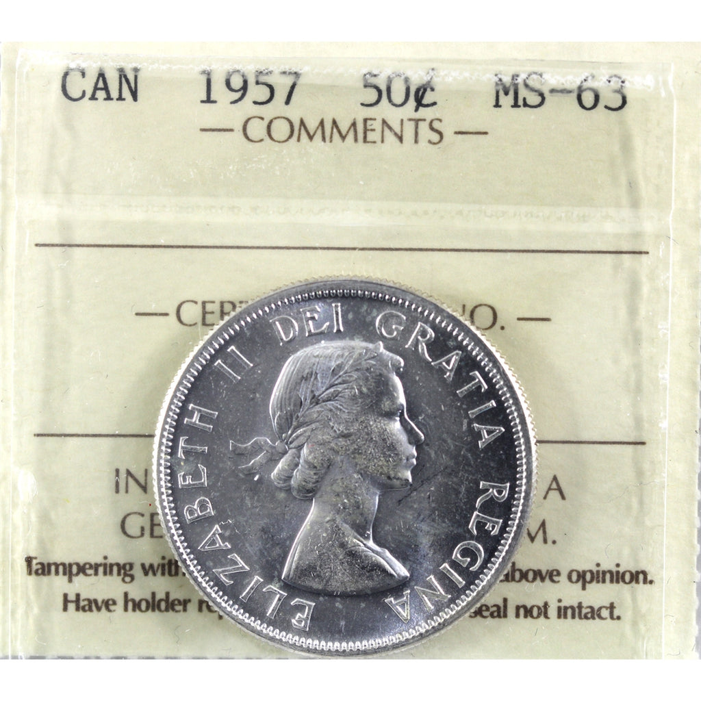1957 Canada 50-cents ICCS Certified MS63