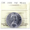 1959 Canada 50-cents ICCS Certified MS63