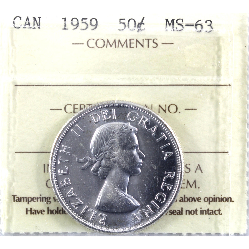 1959 Canada 50-cents ICCS Certified MS63