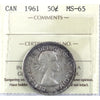 1961 Canada 50-cents ICCS Certified MS65