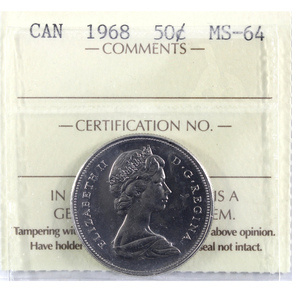 1968 Canada 50-cents ICCS Certified MS64